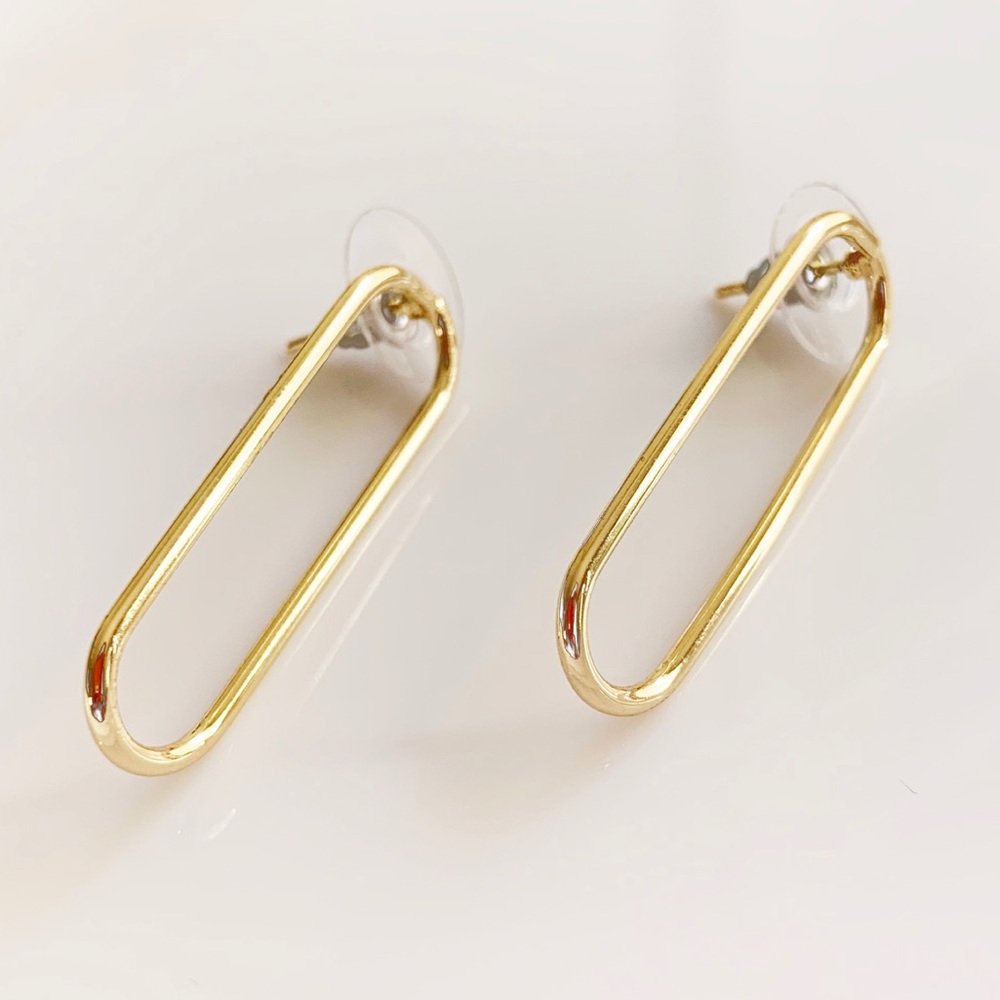 GOLD  OVAL EAR STUDS EARRINGS 14k Gold Filled - Picture 2 of 6